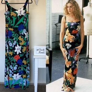 D&G inspired* Carrie Bradshaw Floral Maxi Dress Roz & Ali Sz S Sex and the City